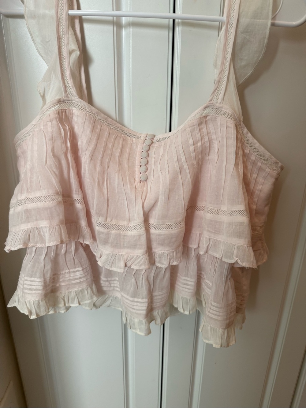 NWT LoveShackFancy Novalee Pink Ruffle Tiered Camisole